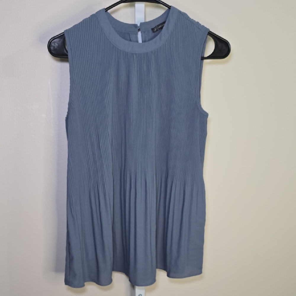 Adrianna Papell Blue Pleated Blouse